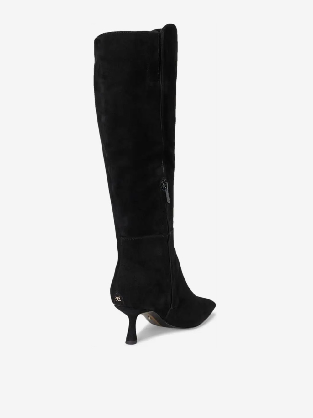 Sam Edelman Black Knee-High Pointed-Toe Kitten Heel Boots - Picture 9 of 10
